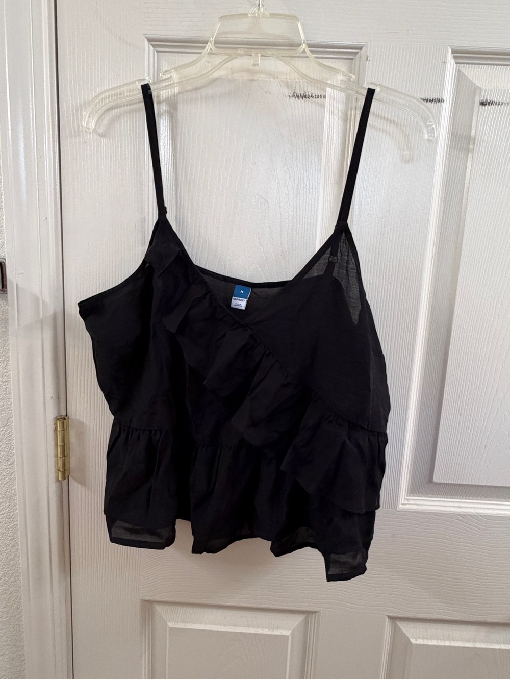 Woman Within Black Ruffle Tiered Camisole